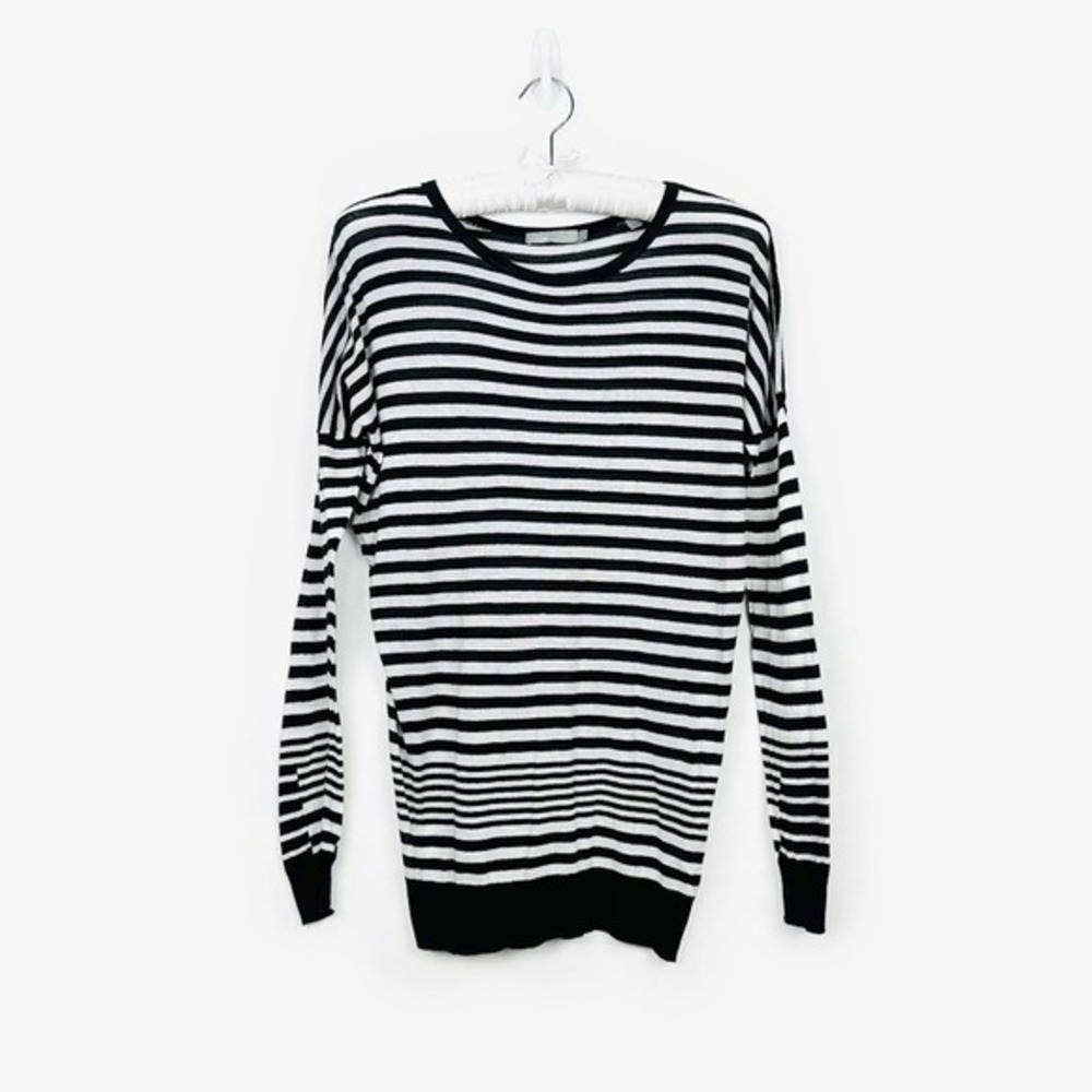 Vince Striped Top‎ Size S White Black Cotton Blend Nautical Preppy Academia